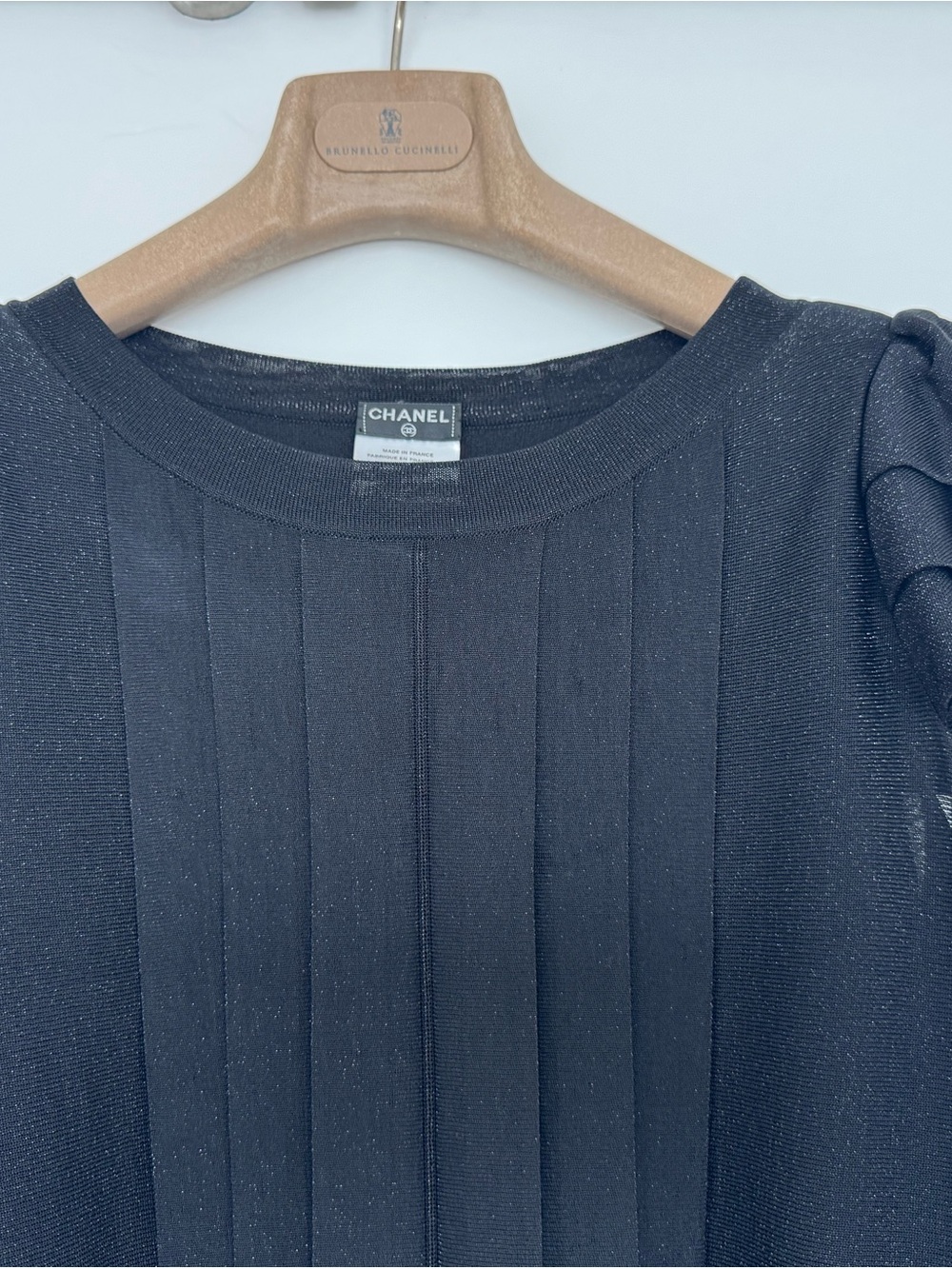 Vintage Chanel Black Pleated Dress Size 40 Made in France